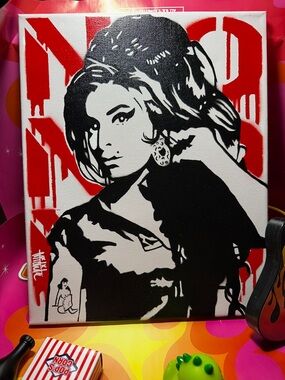 ⚡️Pop Art Canvas Amy Winehouse Wall Print Graffiti Painting 11”x14”x1” signed